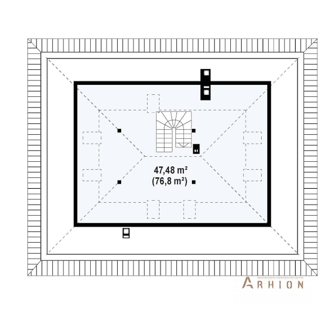 3. Проект одноэтажного дома в европейском стиле с четырехскатной, Z10 D sdu, площадью - 213 кв c мансардой, терассой, эркером
